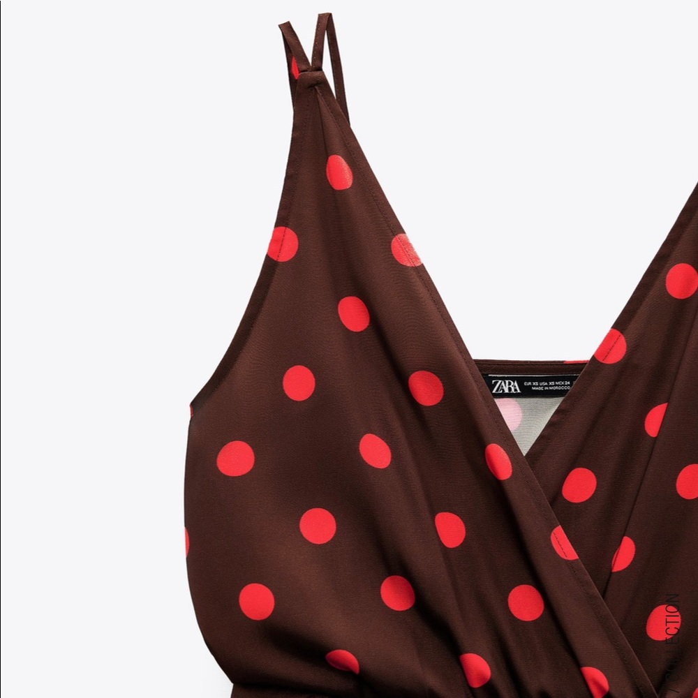 Zara Polka Dot Dress Black Red - Picture 9 of 13